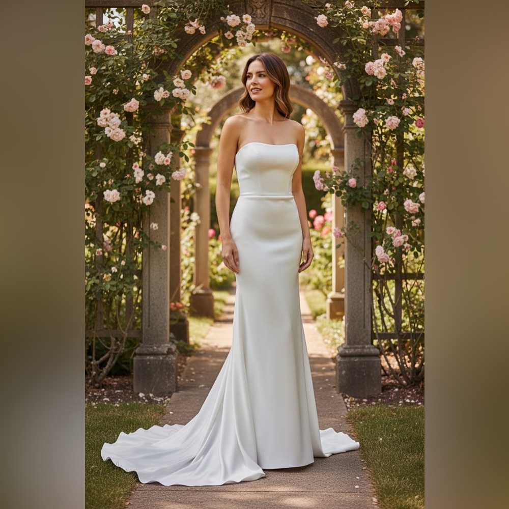 Elegant Strapless White Wedding Dress